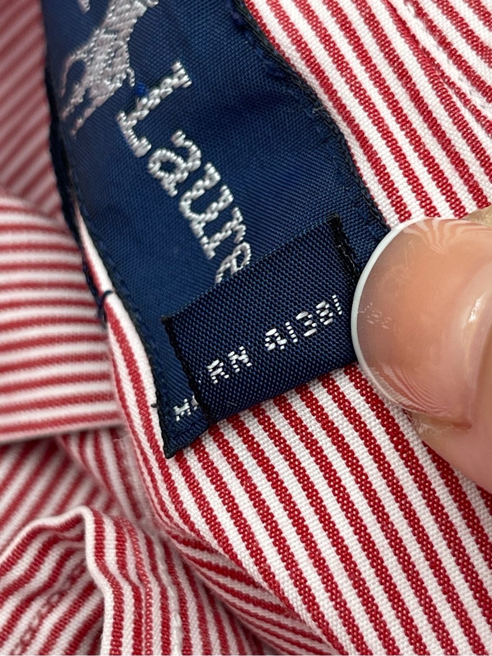 Ralph Lauren Mens Classic Red Pinstripe Button Down L/S Dress Shirt XL Preppy - Picture 8 of 10